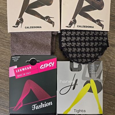 CALZEDONIA, Hanes, Gipsy Legwear  PANTYHOSE TIGHTS Lot Of 4 Medium Black Brown